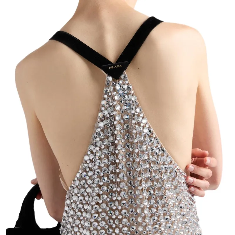 PRADA FW24 Slip Dress Women's Crystal-4