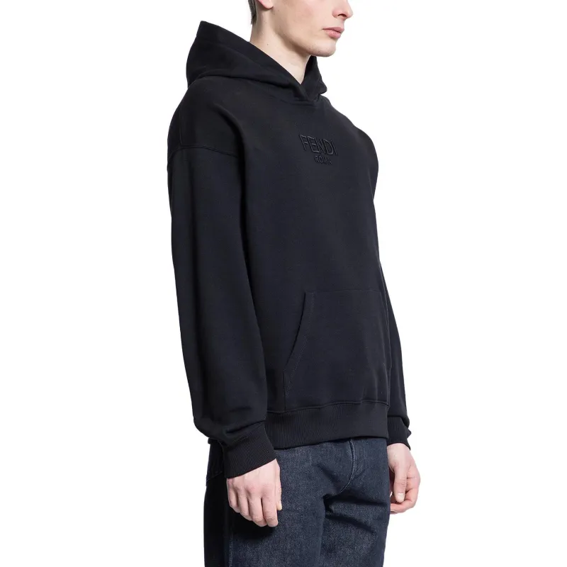 FENDI Logo Embroidered Long Sleeved Hoodie-3