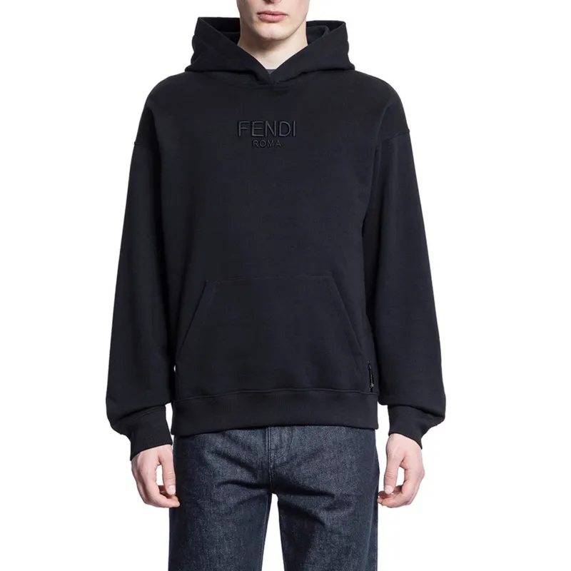 FENDI Logo Embroidered Long Sleeved Hoodie-1