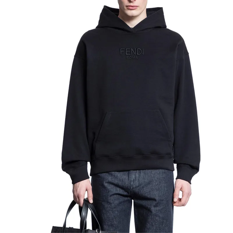 FENDI Logo Embroidered Long Sleeved Hoodie-4