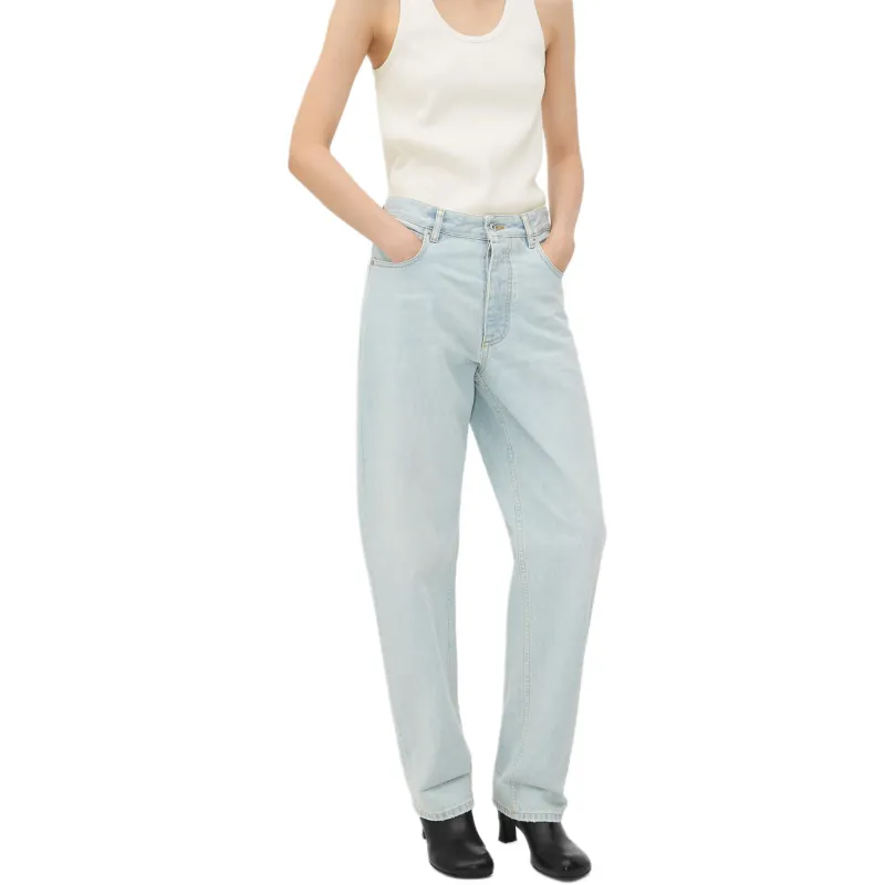 Bottega Veneta Cuffed Straight Leg Jeans 'Light Blue'-2