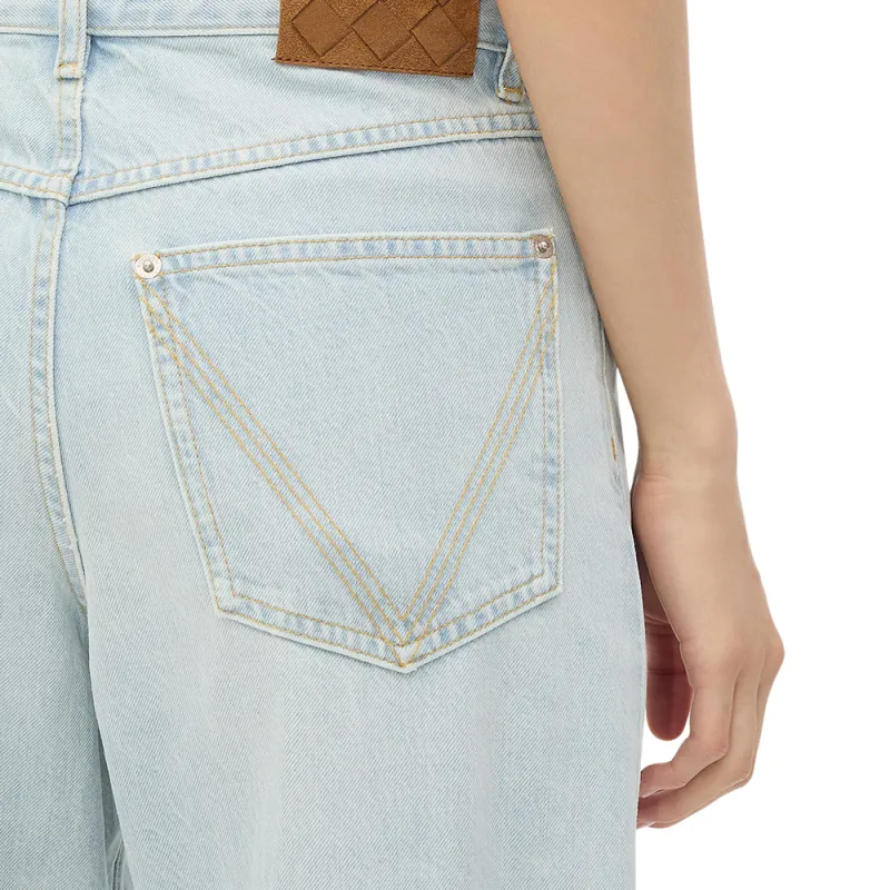 Bottega Veneta Cuffed Straight Leg Jeans 'Light Blue'-4
