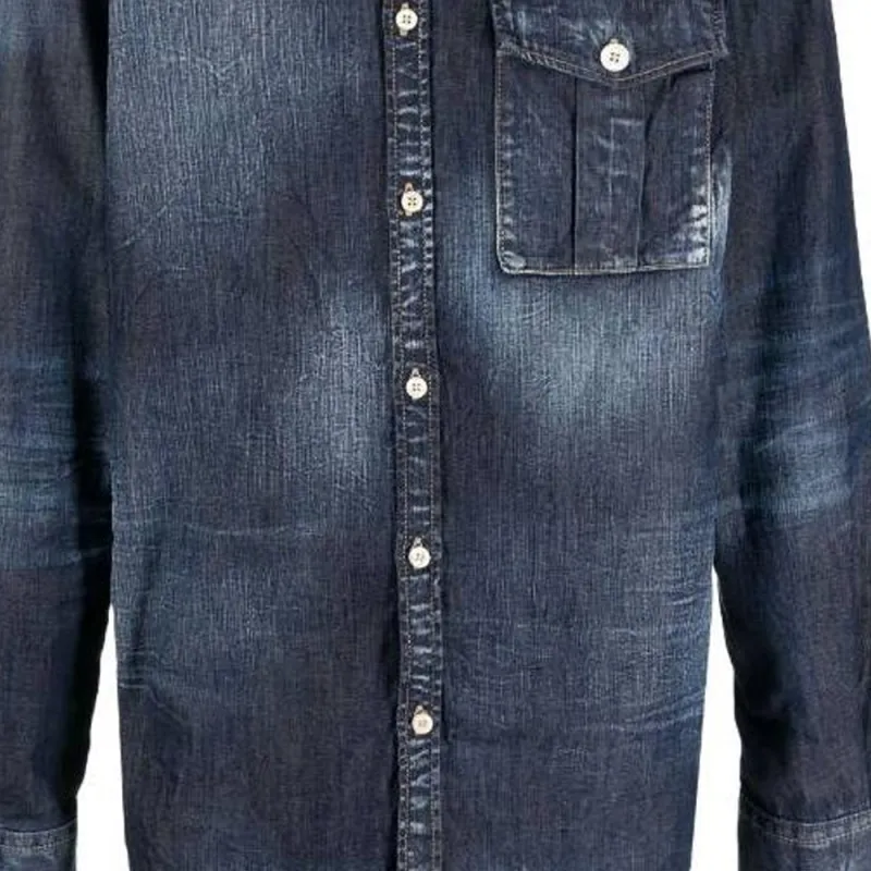 DSQUARED 2 Logo Plaque Buttoned Denim Shirt-5