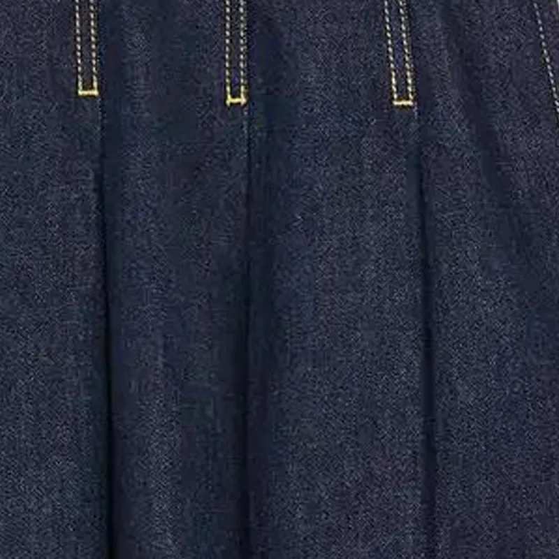 KENZO Logo Patch Pleated Denim Mini Skirt-7