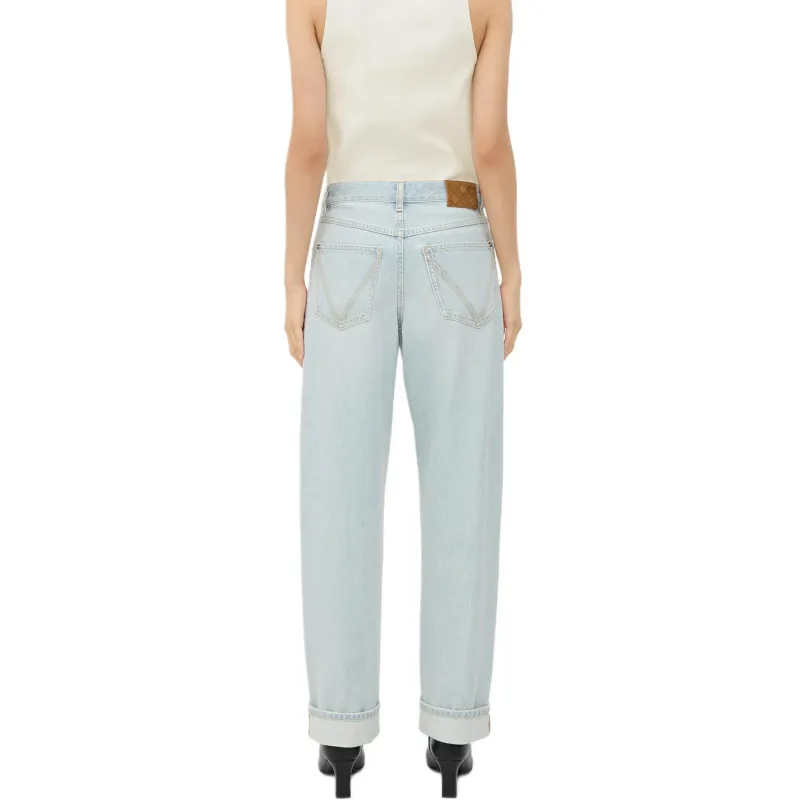 Bottega Veneta Cuffed Straight Leg Jeans 'Light Blue'-1