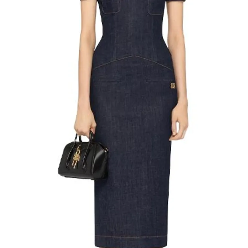 Givenchy Denim Pockets Midi Dress 'Medium Blue'-6