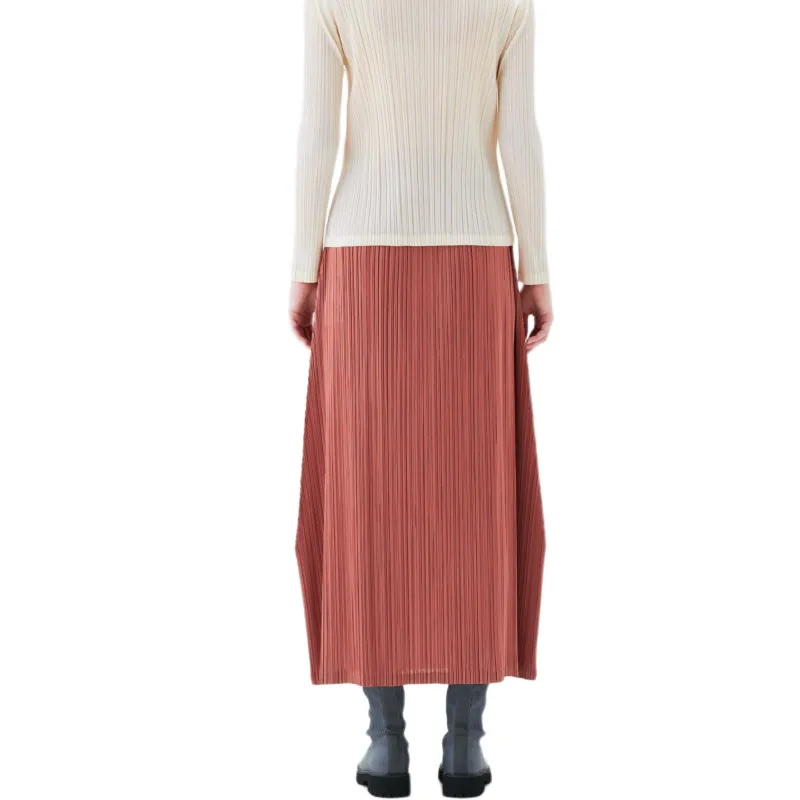 PLEATS PLEASE ISSEY MIYAKE Mc December Skirt 'Copper Brown'-3