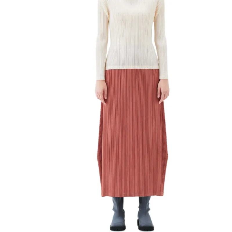 PLEATS PLEASE ISSEY MIYAKE Mc December Skirt 'Copper Brown'-2