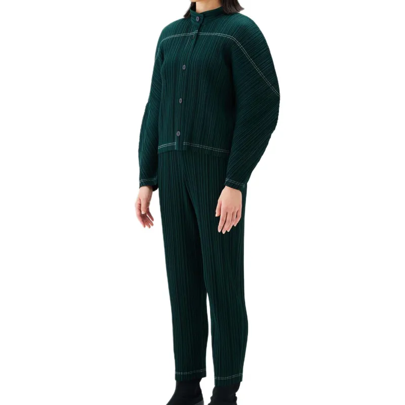 PLEATS PLEASE ISSEY MIYAKE FW24 Casual Pants Women's Green-1