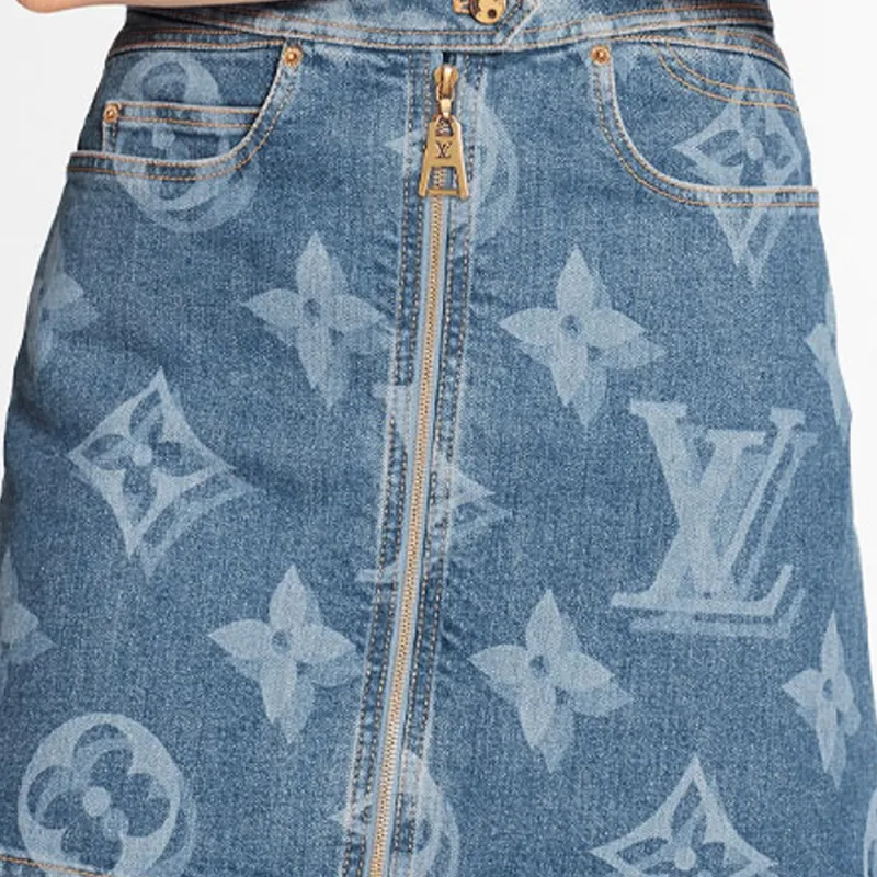 LOUIS VUITTON New Quarterly Products Of LV Denim Short Skirts Women's Blue-5