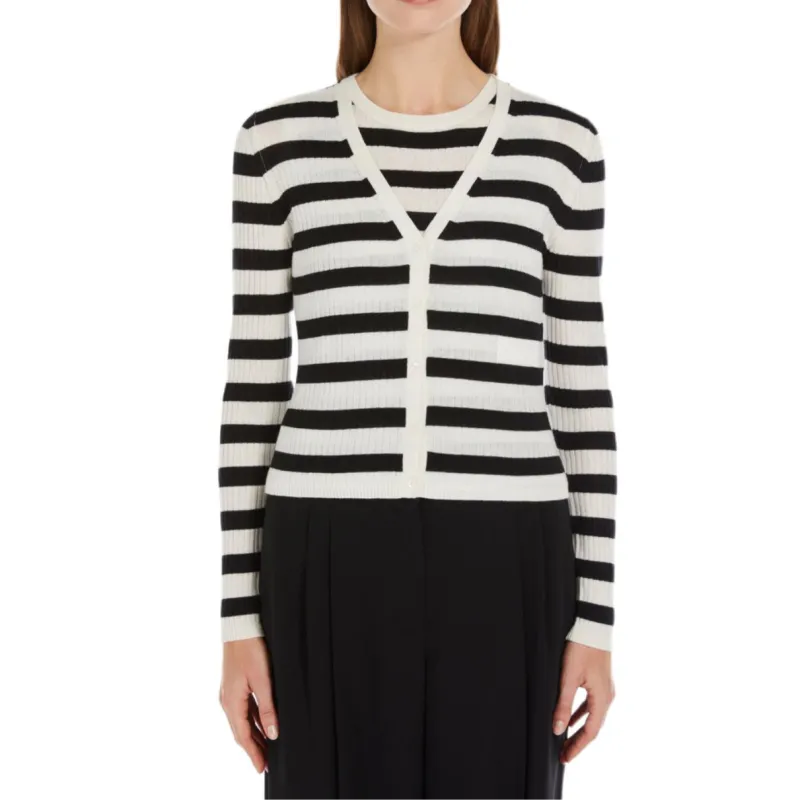 MaxMara Trieste V Neck Striped Cardigan-1