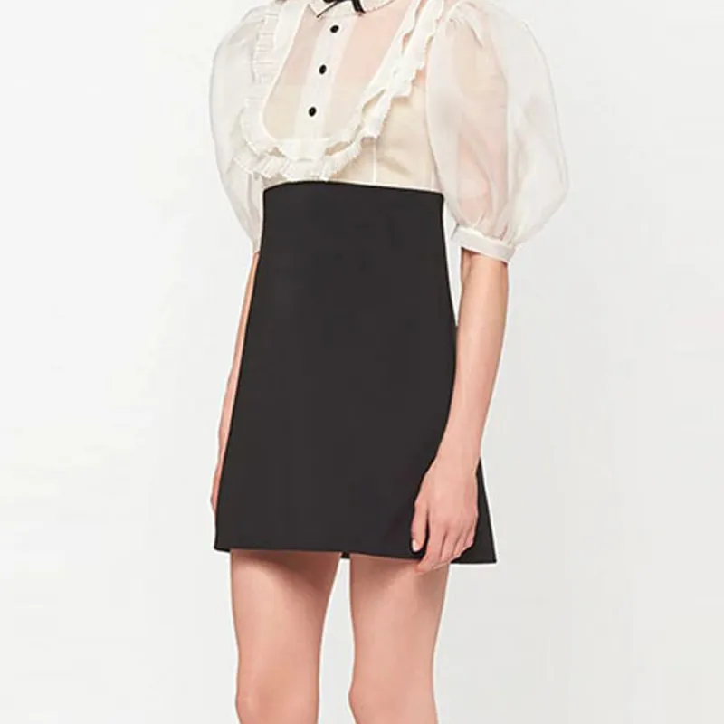 MIU MIU Short Sleeved Dresses Women's Black/White-4