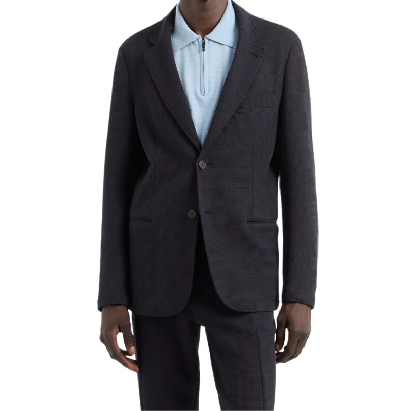 EMPORIO ARMANI Travel Essentials Single breasted Blazer In Waffle Jersey-1