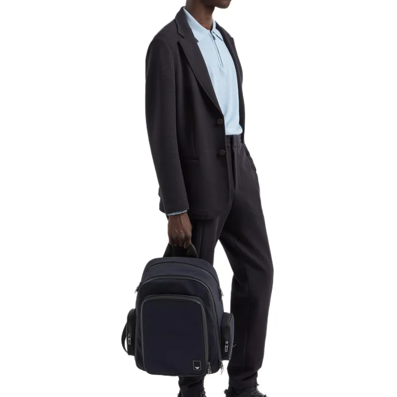 EMPORIO ARMANI Travel Essentials Single breasted Blazer In Waffle Jersey-3