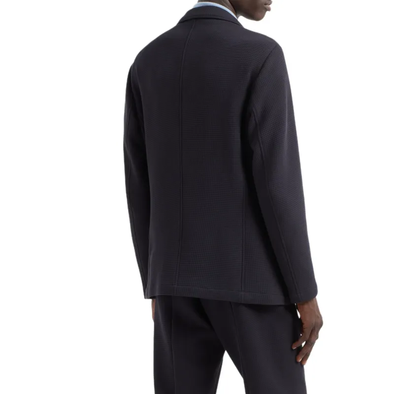 EMPORIO ARMANI Travel Essentials Single breasted Blazer In Waffle Jersey-2