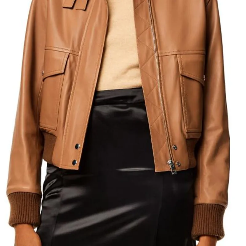 LOEWE Leather Jackets Women's Brown-4