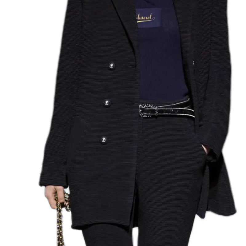 CHANEL Business Suits Coats Women's Black-4