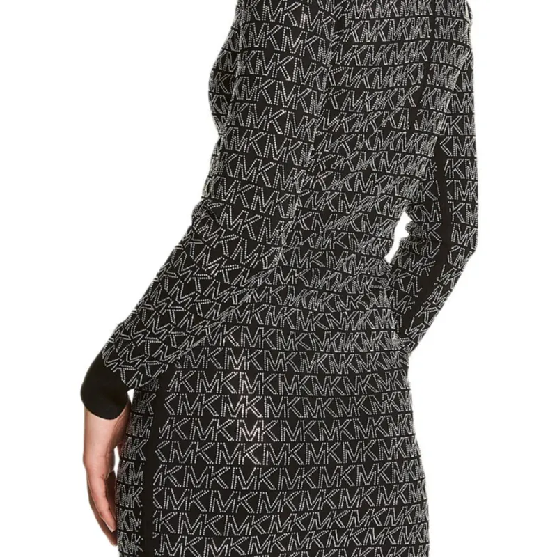 MICHAEL KORS Crystal Logo Stretch Viscose Cutout Dress-5