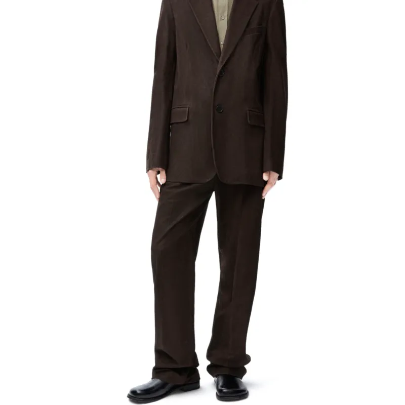 LOEWE SS25 Leather Pants Men's Dark Brown-3