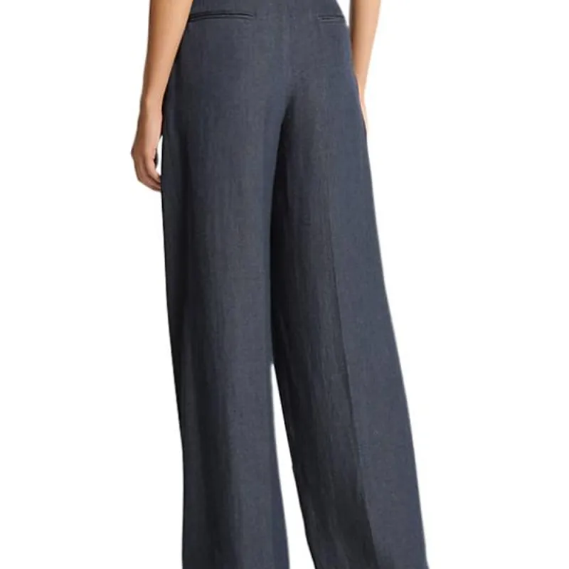 MICHAEL KORS Sharkskin Denim Pleated Trousers-3