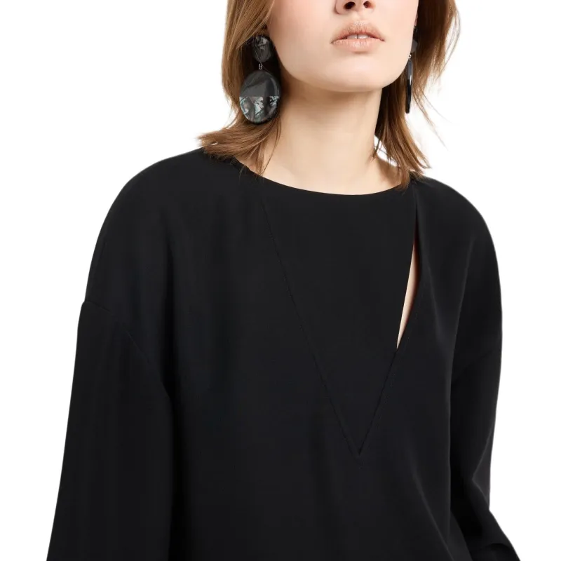EMPORIO ARMANI Keyhole Neck Side Slit Blouse-4