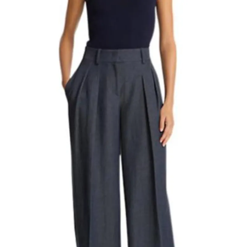 MICHAEL KORS Sharkskin Denim Pleated Trousers-2