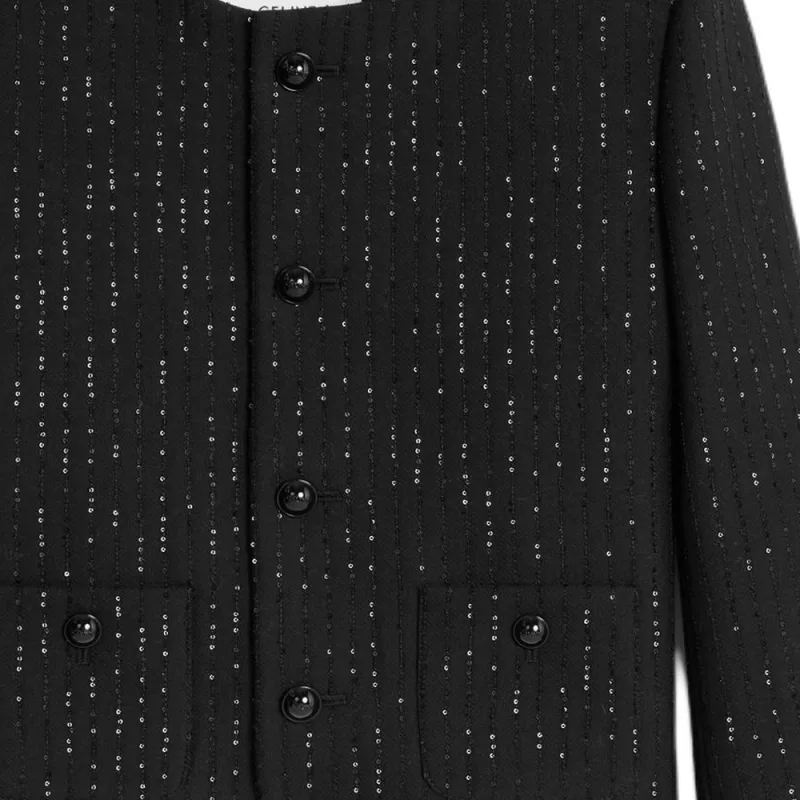 CELINE Chelsea Jacket With Sequins In Double Faced Wool-4