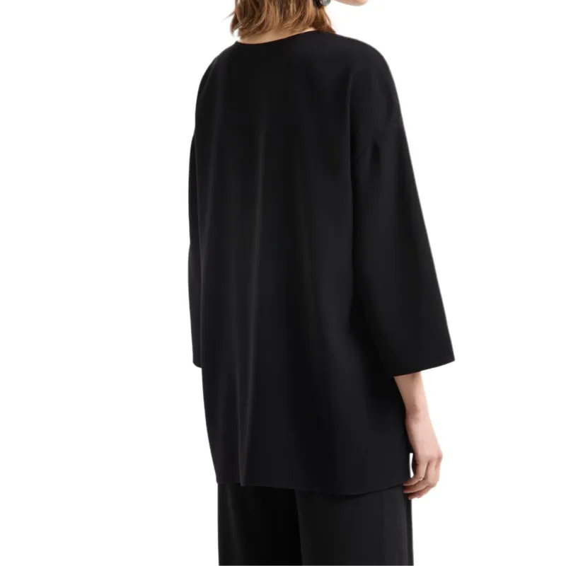 EMPORIO ARMANI Keyhole Neck Side Slit Blouse-2