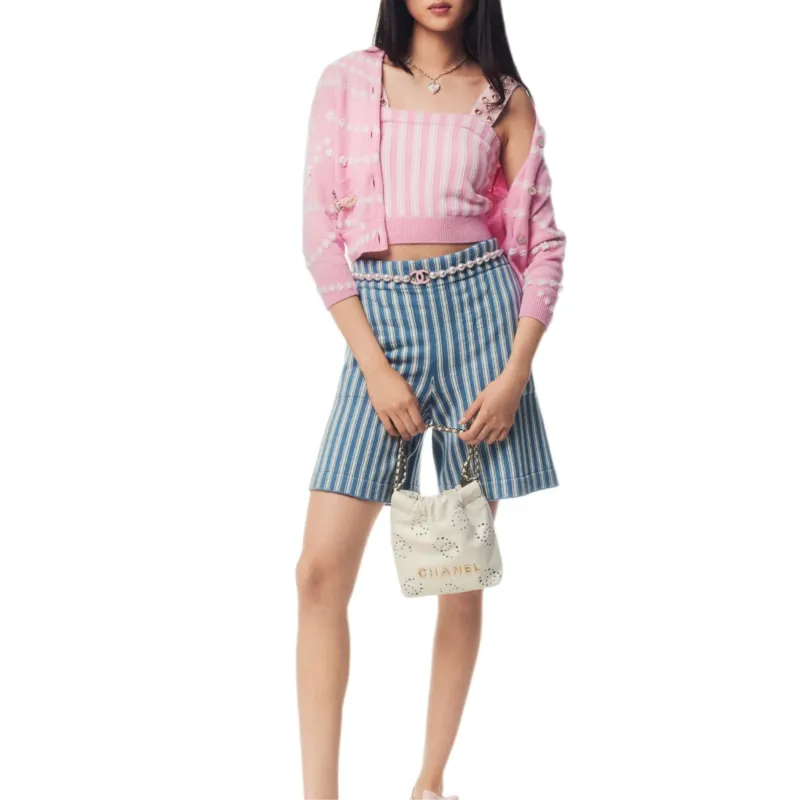 CHANEL 25P Knitwear Women's Light Pink Red White-1