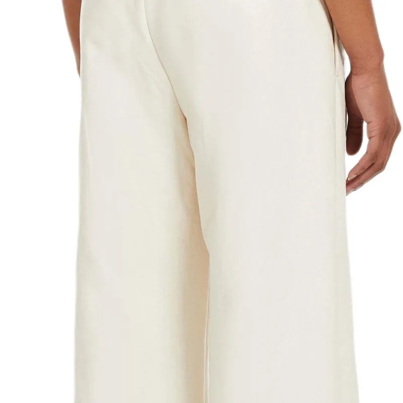 WEEKEND MaxMara Brezza Collection Coated Fabric Palazzo Trousers Casual Pants Women's White-4