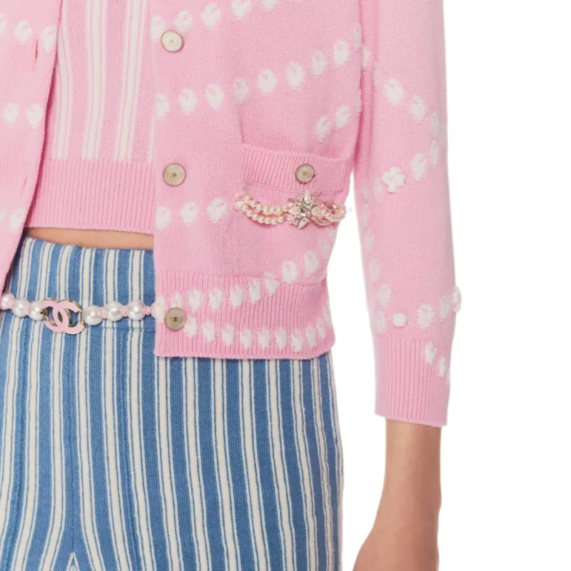 CHANEL 25P Knitwear Women's Light Pink Red White-2