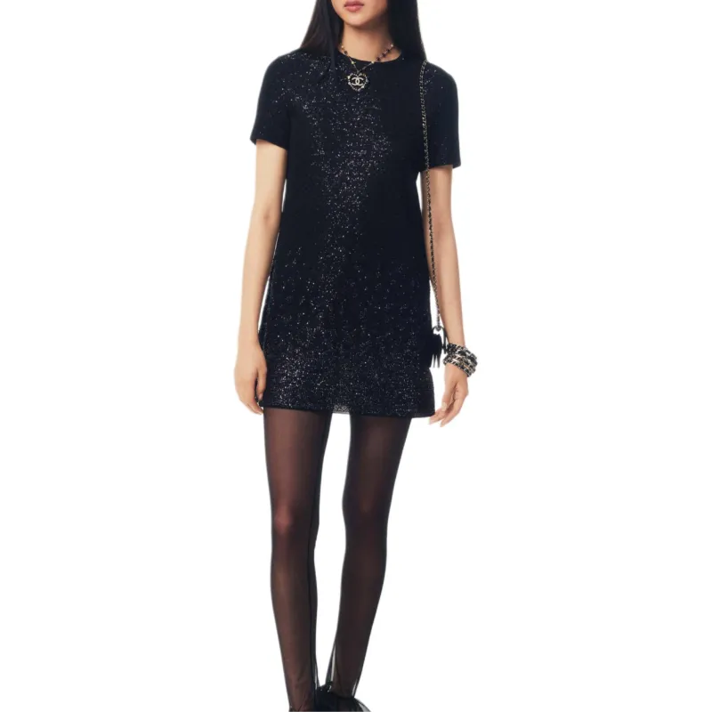 CHANEL 25P Spring Summer Preview Collection Short Sleeved Dress Women's Black-1