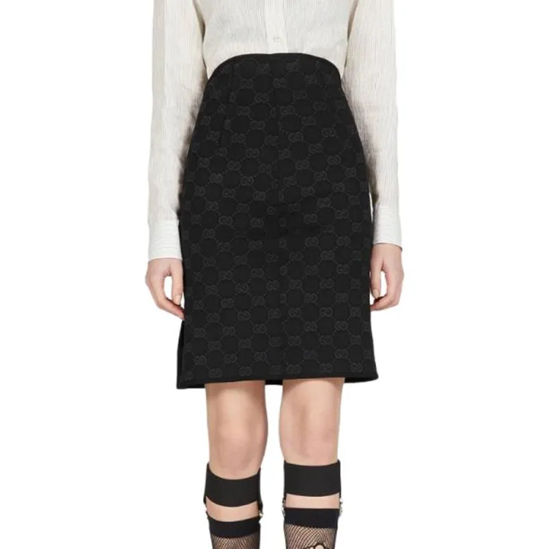 GUCCI Casual Long Skirts Women's Black-5