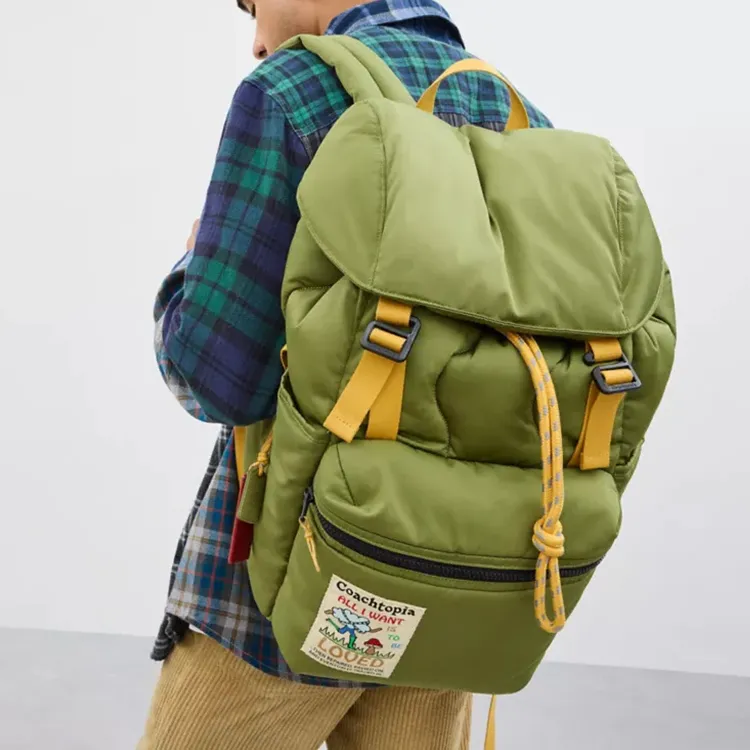 Coachtopia Recycled Polyester Backpack Large Size Unisex Olive Multicolor-5