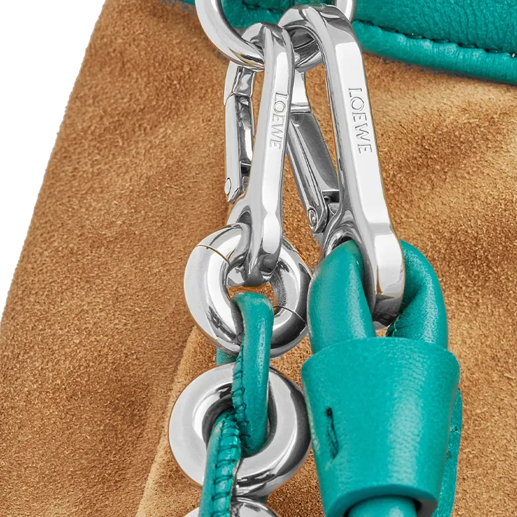 LOEWE Flamenco Soft Nappa Sheep Leather One Shoulder Crossbody Clutch Medium Size Women's Deep Turquoise-8