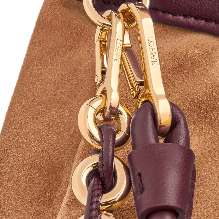 LOEWE Flamenco Soft Nappa Sheep Leather Clutch Tubas Women's Burgundy-8