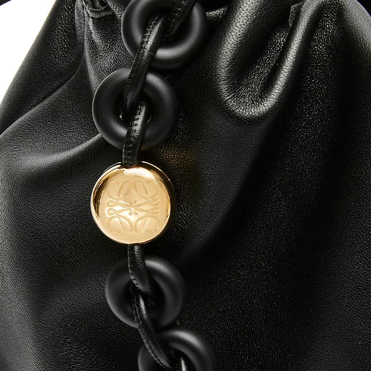 LOEWE Flamenco Soft Nappa Sheep Leather Clutch Large Size Women's Black-9
