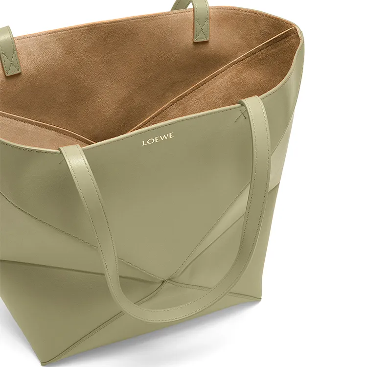 LOEWE Shiny Cow Leather Tote Bag, Shopping Bag, Handbag, Shoulder Bag Medium Size Women's Eucalyptus Green-6