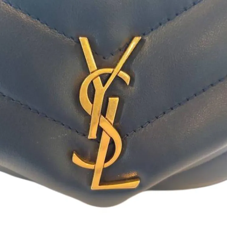 SAINT LAURENT Quilting Calfskin Crossbody Bag Women's Marine Blue-9