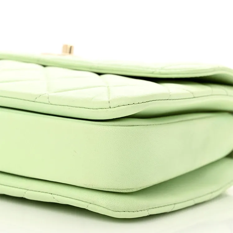 CHANEL Trendy Cc Lambskin Shoulder Bag, Crossbody Bag, Handbag Trumpets Women's Light Green-8