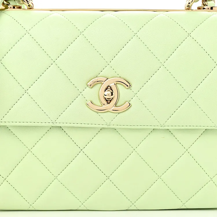 CHANEL Trendy Cc Lambskin Shoulder Bag, Crossbody Bag, Handbag Trumpets Women's Light Green-7