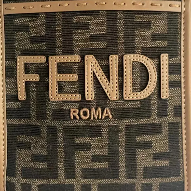 FENDI Sunshine FF Fabric Mini Tote Bag Women's Brown-5