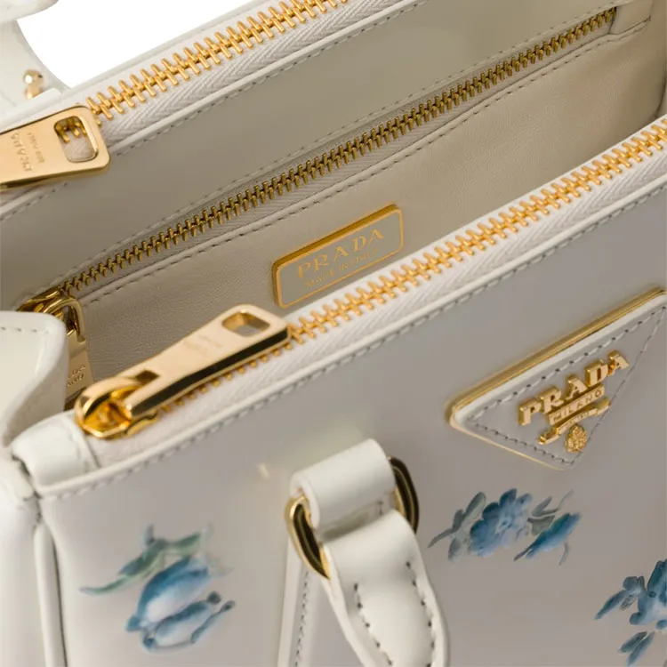 PRADA Galleria Killer Bag Shiny Leather Shoulder Bag Crossbody Bag Handbag Mini Women's White-5