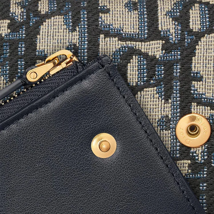 DIOR 30 Montaigne Calfskin With Cotton Wallet Women's Brown-5