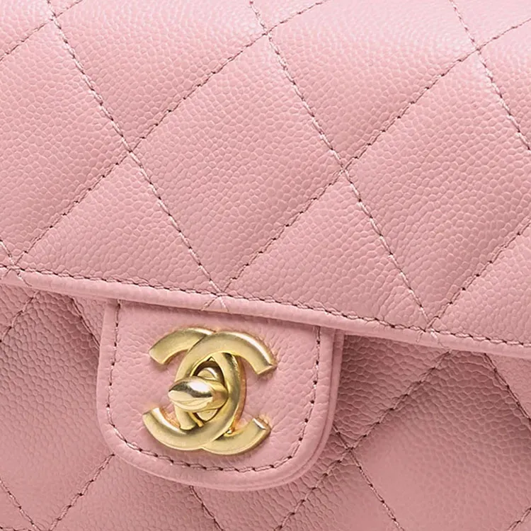 CHANEL Grain Bright Calfskin One Shoulder Handbag Mini Women's Light Pink-4
