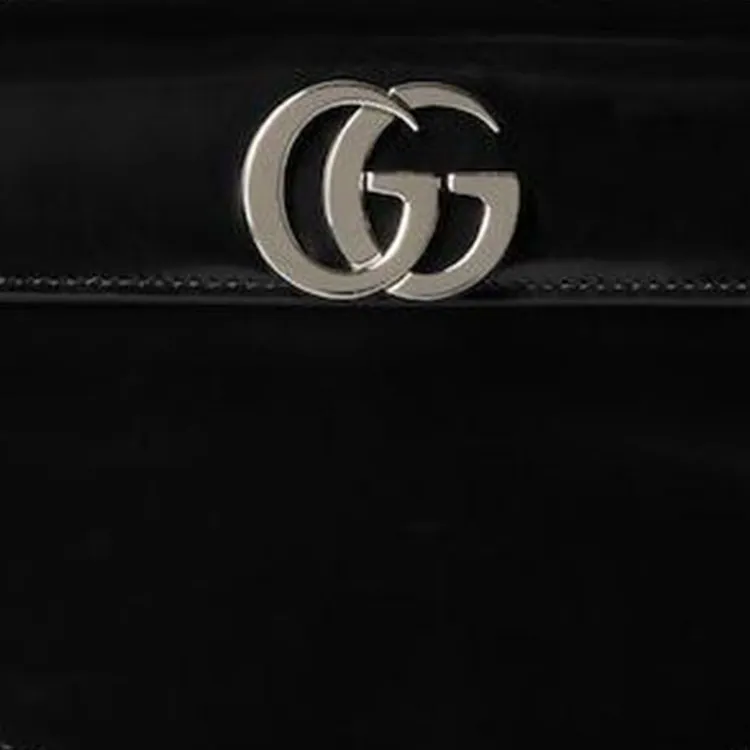 GUCCI Shiny Leather Crescent Bag Shoulder Bag Crossbody Bag Handbag Small Size Women's Black-7