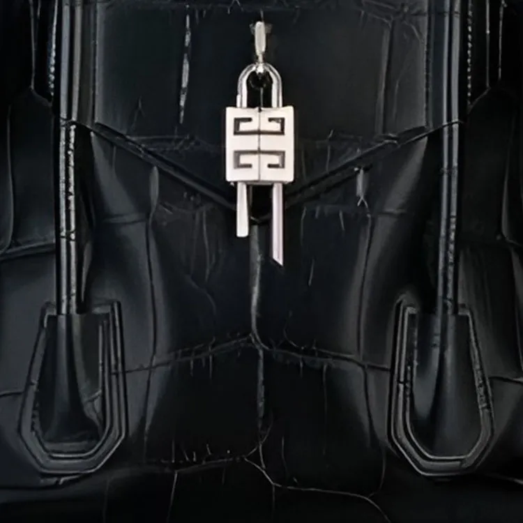 GIVENCHY Antigona Embossed Leather Tote One Shoulder Handbag Medium Size Women's Black-3