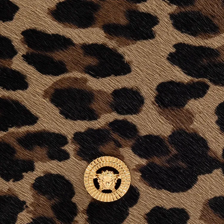 VERSACE Calfskin Wallet Men's Leopard Print-4