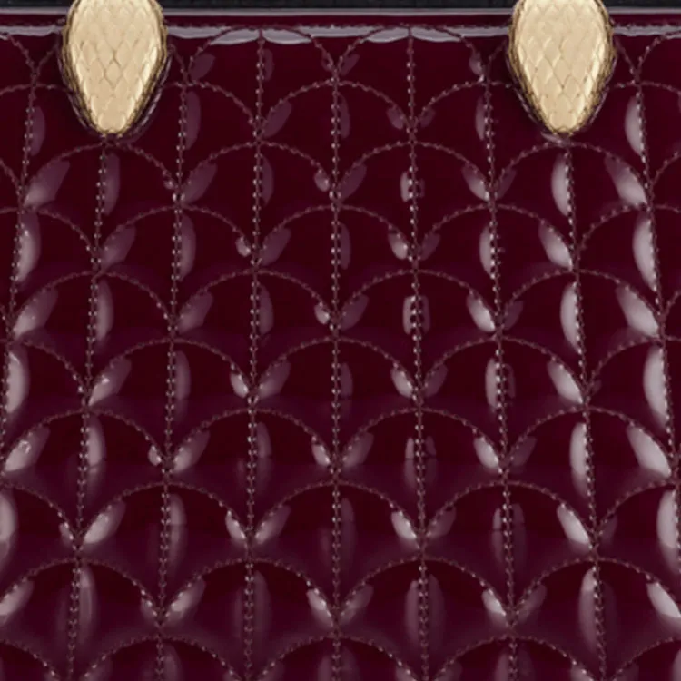 BVLGARI Serpentine Calfskin Tote Bag Shopping Bag Shoulder Bag Crossbody Bag Handbag Women's Dark Purple-3