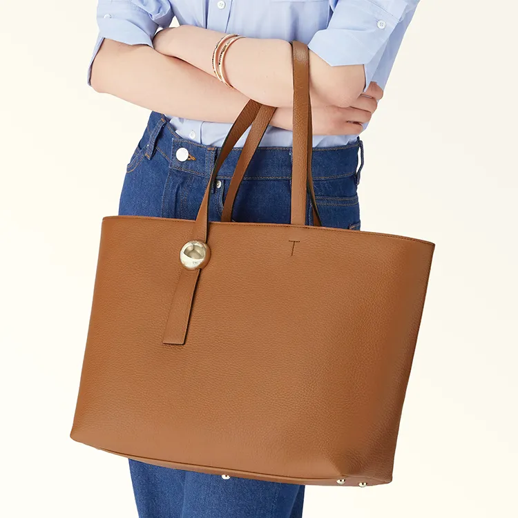 Furla Natural Leather Tote Bag, Shopping Bag, Handbag Women's Brown-5
